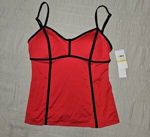 Red Women's Tankini with Black Trim